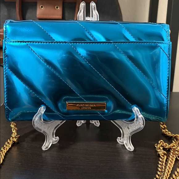 NWOT Kurt Geiger Metallic Blue WOC Crossbody Bag - Picture 6 of 12